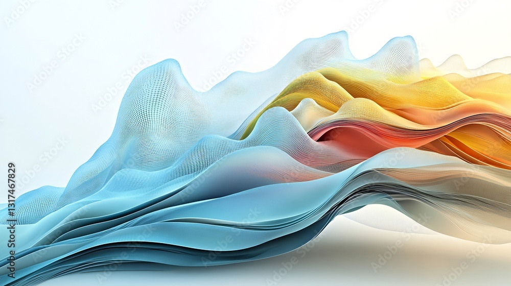 Poster Highresolution rendering of SaaS featuring symbolic layer flowing forms representing cloudbased software services