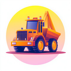 Fototapeta premium Orange Dump Truck Construction Vehicle Heavy Machinery