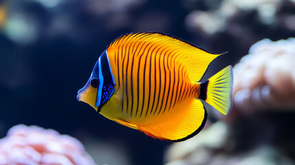 Naklejka premium Exotic tropical aquarium fish different colors 