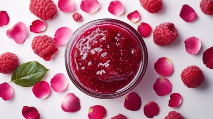 Raspberry jam culinary bliss white background
