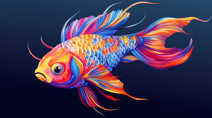 Fototapeta premium Exotic tropical fish different colors underwater ocean species aquatic nature flat isolated vector illustration