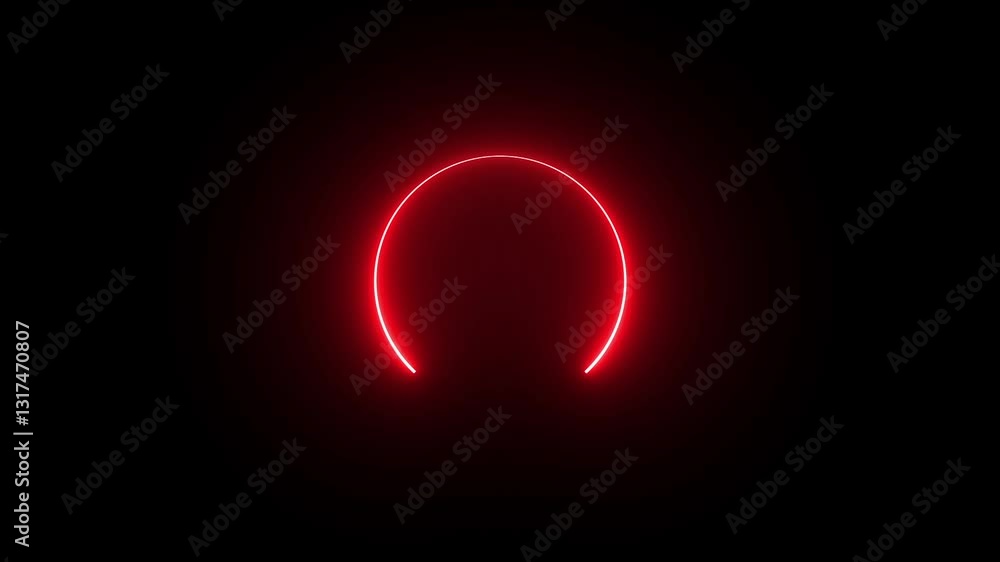 Poster neon light trail circle animation isolated on black background. endless circular looping pattern slo