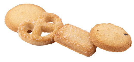 assorted butter cookies isolated on white background