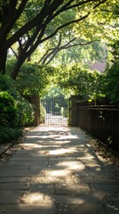 Fototapeta premium Sunny Path Through Lush Japanese Garden