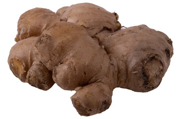 fresh ginger root on white background