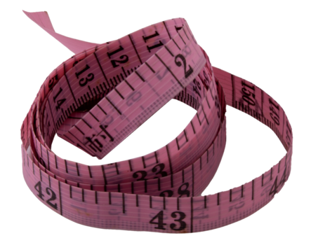 pink measuring tape isolated on white background