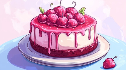 Cartoon cake fresh tasty dessert sweet pastry pie vector illustration gourmet homemade delicious