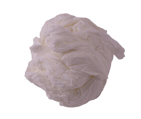 crumpled white tissue paper ball isolated on black