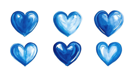 Blue Heart Illustrations with Soft Watercolor Style Design
