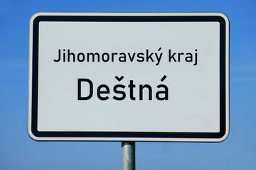Ortsschild Jihomoravsk&yacute; kraj De&scaron;tn&aacute;