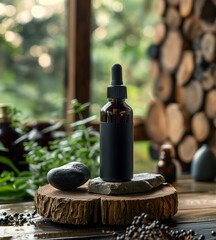 Background, mock up for placing products, experiment with including stone, wood, and nature-inspired textured accents to add subtle depth to mockups and layouts