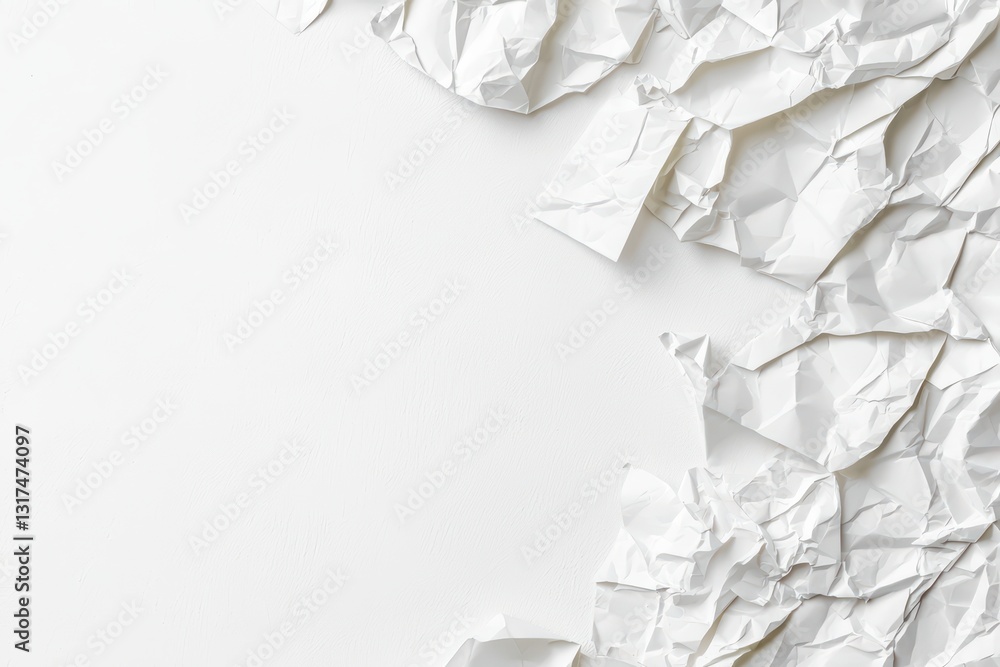 Aufkleber crumpled textured white paper on neutral background for use in design and art projects