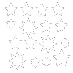 Print Star Collection black outline white background.