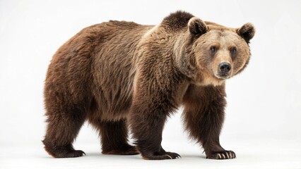 Fototapeta premium brown bear in full view on white studio background