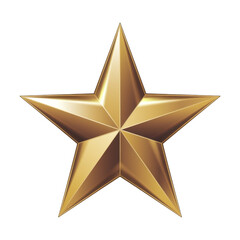 reflective golden star with sharp points. A symbol of excellence, achievement isolated on transparent background