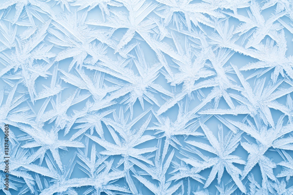 Poster frost patterns on glass creating an atmospheric cold texture in winter environment