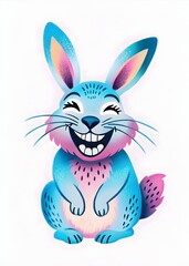 Fototapeta premium Colorful Happy Smiling Cartoonhare Character Playful Joyful Art Design