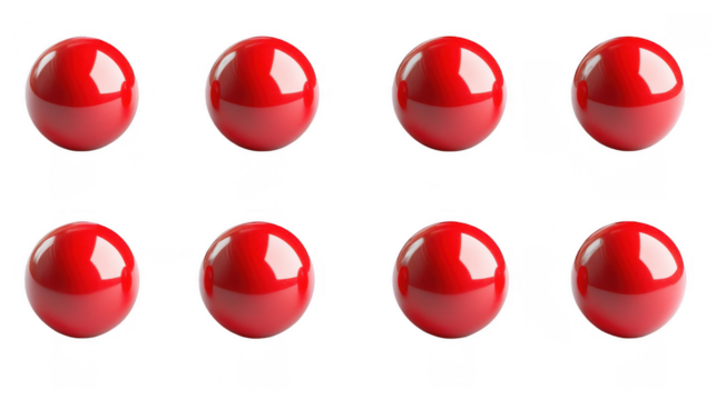 Red Glossy Spheres Arranged in Neat Rows on a Black Background