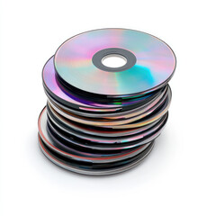 CDs DVDs Stack Data Storage on white background