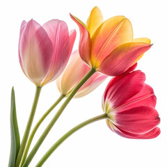 Naklejka premium A painting of tulips with leaves and leaves