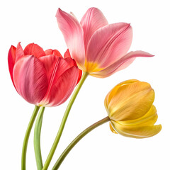 Naklejka premium A painting of tulips with leaves and leaves