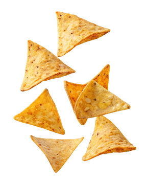 tortilla chips falling isolated