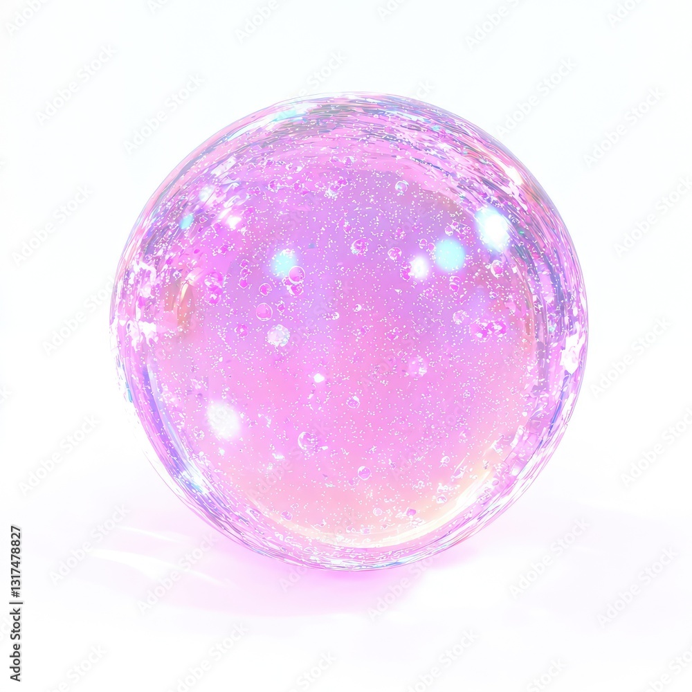 Poster a d glowing orb surrounded by light particles, isolated on a white background to create an ethereal 