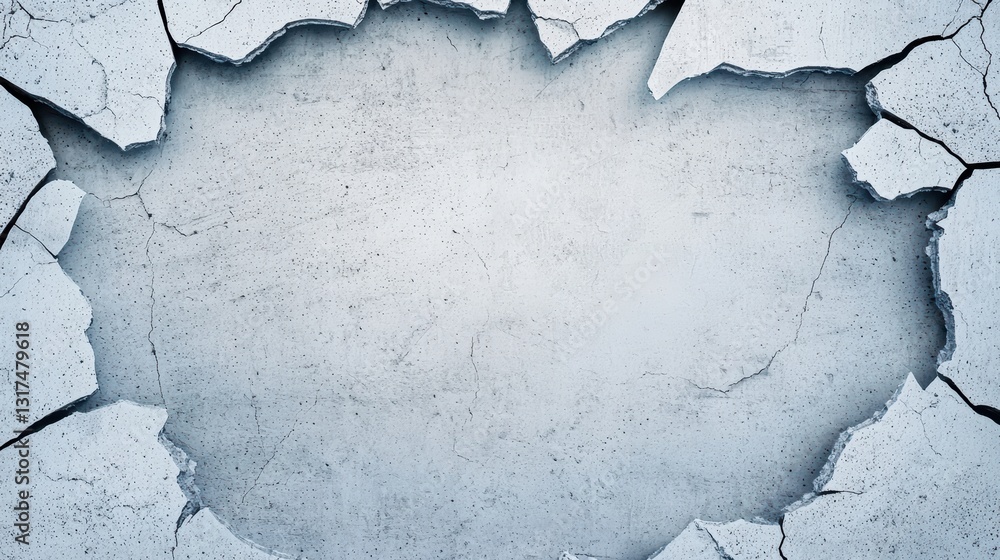 Poster realistic cracked concrete texture background for use in various design projects