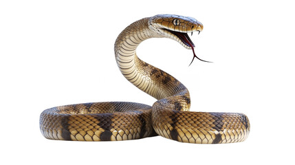 Fototapeta premium Striking cobra snake ready to strike isolated on a transparent background 