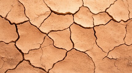 Realistic Dry Cracked Soil Texture Close-Up for Natural Landscape Background and Design