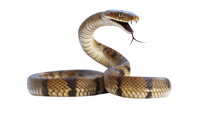 Striking cobra snake ready to strike isolated on a transparent background 
