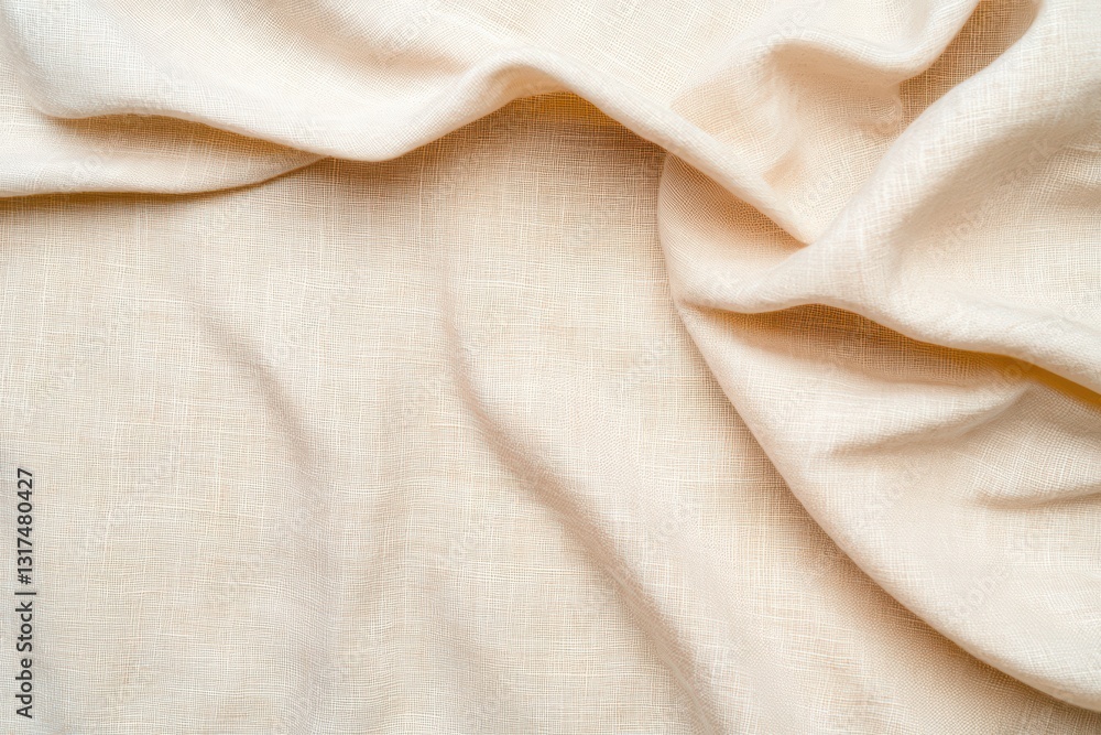 Poster close-up of soft linen fabric texture in neutral tones for background design