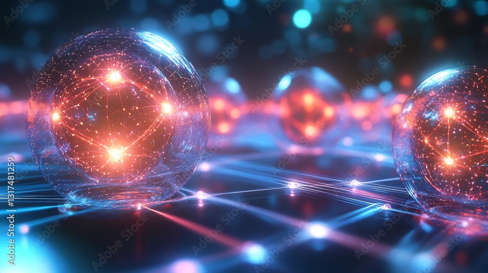 Aufkleber relationshipbuilding shown glowing orbs linked radiant pathways in a futuristic networking environme