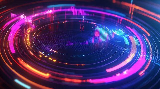 Retention strategies shown glowing circular diagrams emphasizing loyalty metrics vibrant colors