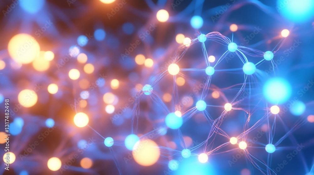 Aufkleber scalability strategy visualized glowing nodes expanding into interconnected luminous networks