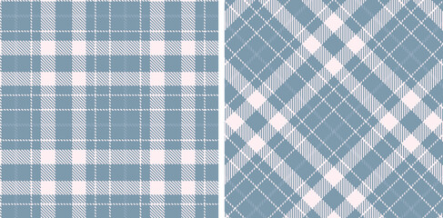 Vivid Bluey Grey Seamless Tartan with Vivid Very Light Pink accents Fabric Design