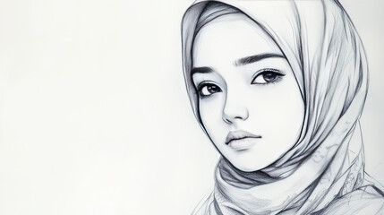 Fototapeta premium Arabic woman adult character Asia nationality islamic girl face in hijab vector illustration