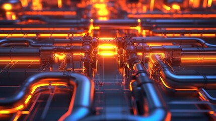 Obraz premium Service delivery processes displayed radiant pipelines glowing an abstract industrial background