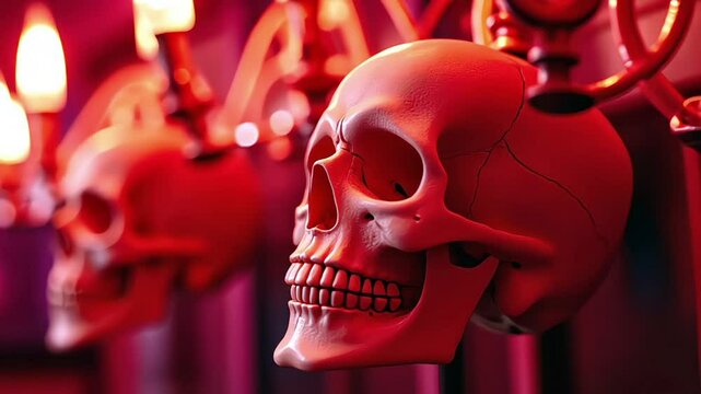 Red Skull with Dramatic Lighting