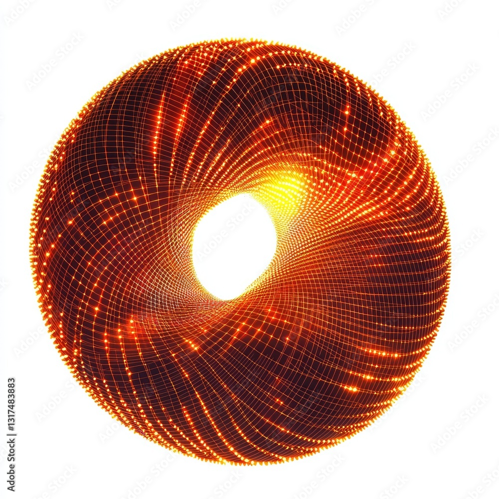Poster a d vortex design with swirling light patterns, isolated on white to create a dynamic, futuristic ef