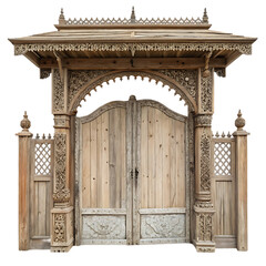 Obraz premium old wooden door, Intricate wooden gate design 