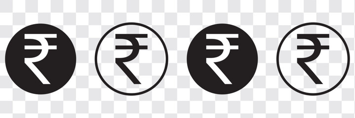 rupee icon set, rupee coin icon set, Vector symbols of rupee money coins, money, coin, 3 set of rupee coin icon, black, white, gold, white background, vector.