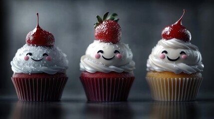 Happy Cupcakes with Berries
