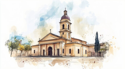 Obraz premium Cathedral church temple traditional building famous landmark tourism vector illustration