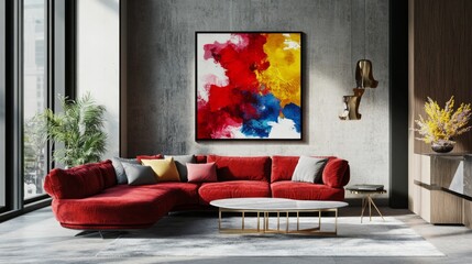Frame mockup,Mockup frame in modern interior,Living room wall poster mockup- 3D rendering