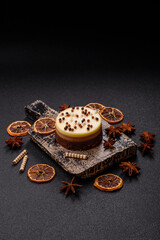 Sweet round tart three chocolates