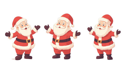 Cheerful Santa Claus Characters with Arms Open in Festive Attire