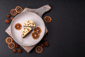 Sweet round tart three chocolates
