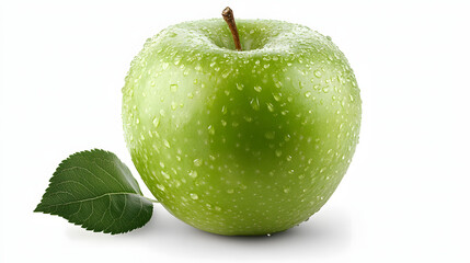 Fresh Green Apple with Leaf