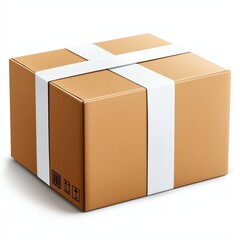 A plain brown cardboard box with white tape, ready for shipping or storage. Ideal for logistics, packaging, and delivery themes in various business contexts.